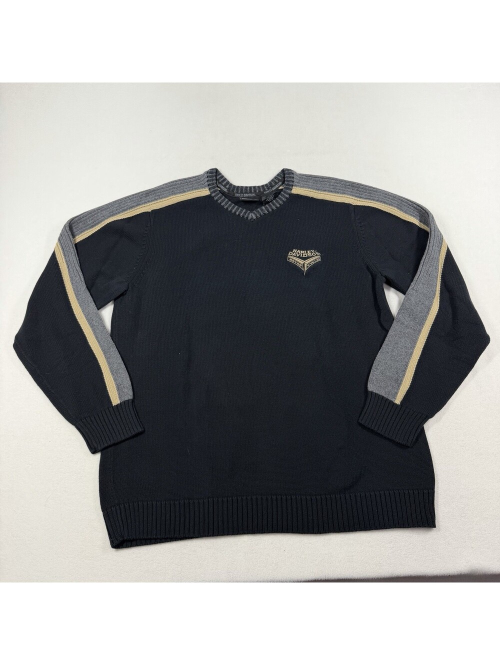 Harley Davidson Long Sleeve V-Neck Sweater Men's XL  Embroidered Y2K
